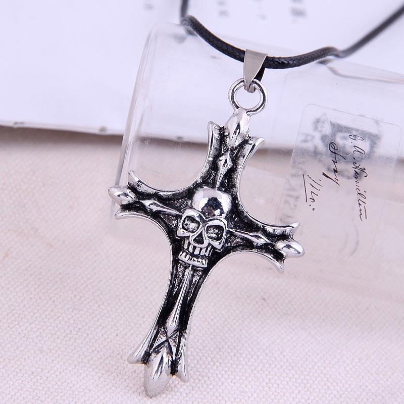 Fashion Retro Cross Skull Exaggerated Personality Necklace Nhsc294008