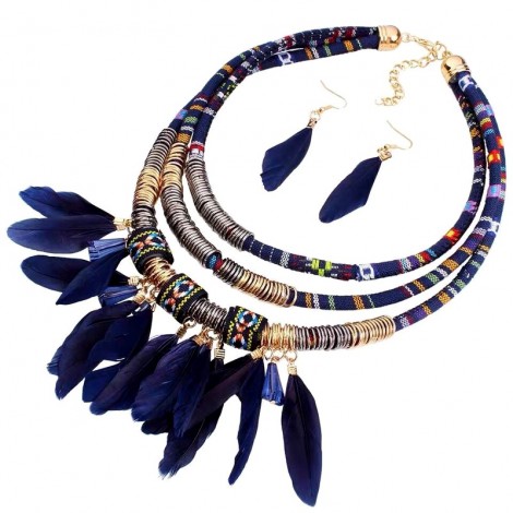 Simple Feather Tassel Wild Necklace Nhsc294021