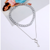Fashion Metal Simple Love Key Doublelayer Chain Necklace Nhsc294735