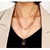 Fashion Metal Simple Love Lock Threelayer Chain Necklace Nhsc294736