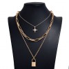Fashion Metal Simple Love Lock Threelayer Chain Necklace Nhsc294736