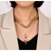 Fashion Metal Simple Key Lock Metal Multilayer Necklace Nhsc294738