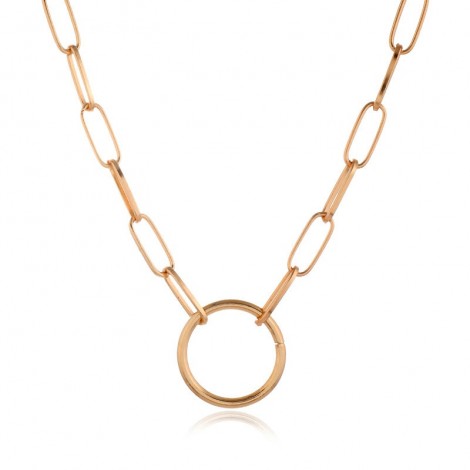 Fashion Metal Wild Metal Ring Double Chain Necklace Nhsc294744
