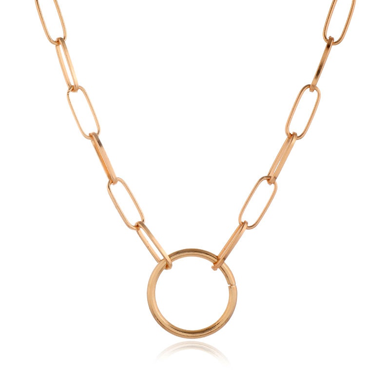 Fashion Metal Wild Metal Ring Double Chain Necklace Nhsc294744