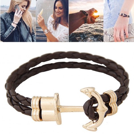 European And American Fashion Metal Simple Anchor Braided Temperament Bracelet Nhsc299834