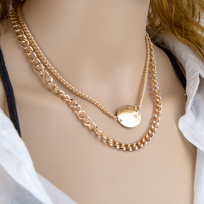 Fashion Metal Wild Simple Chain Double Necklace  Nhsc299840