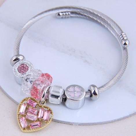 Fashion Metal Wild Simple Wild Bright Love Pendant  Bracelet Nhsc299886