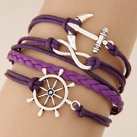 Retro Creative Anchor 8letter Paddle Alloy Braided Bracelet Nhsc301727