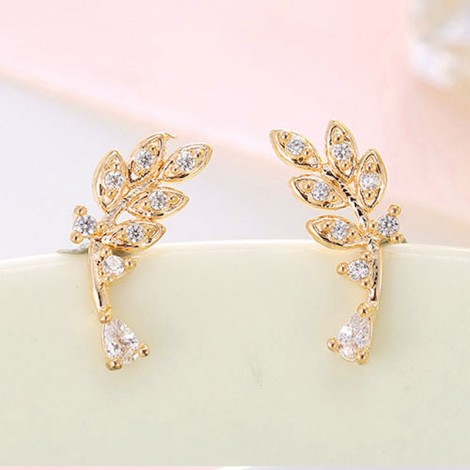Korean Fashion Sweet Leaf Earrings Nhsc301751