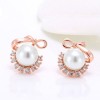 Korean Fashion Sweet Simple Bow Pearl Earrings Nhsc301752