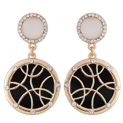 Fashion Metal Flash Diamond Round Exaggerated Earrings Nhsc301766