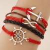 Retro Creative Anchor 8letter Alloy Multilayer Braided Bracelet Nhsc310952