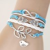 Retro Creative Leaves Bird Owl Braided Bracelet Nhsc310954