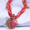 Bohemian Style Retro Peacock Gem Bead Necklace Nhsc317058