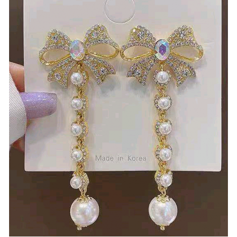Fashion Concise Butterfly Diamondstudded Pearl Exaggerated Earrings Nhsc345141