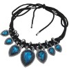 Fashion Baroque Water Drop Gemstone Braided Exaggerated Necklace Nhsc348892