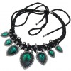 Fashion Baroque Water Drop Gemstone Braided Exaggerated Necklace Nhsc348892