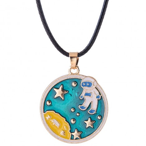 Korean Fashion Alloy New Style Simple Astronaut Wax Rope Necklace Nhsc348894