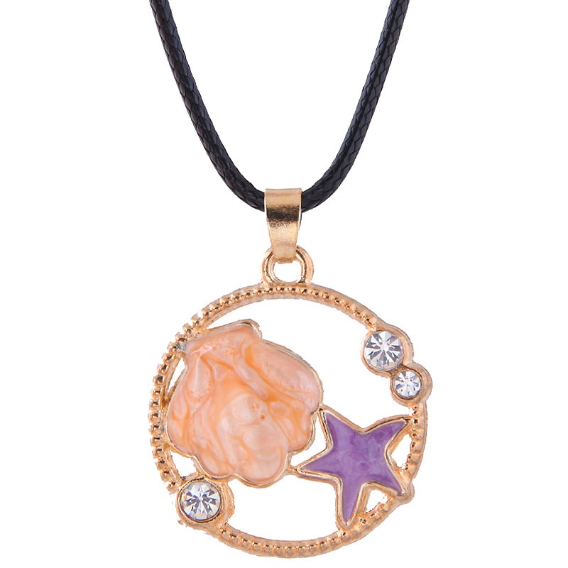 Korean Fashion Alloy Simple Starfish Wax Rope Necklace Nhsc348896