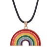 Korean Fashion Metal Simple Rainbow  Wax Rope Necklace Nhsc348898