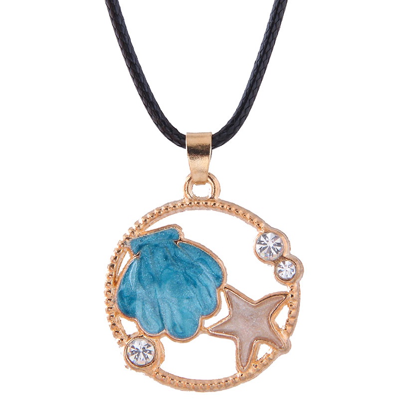 Korean Fashion Metal Simple Shell Starfish Wax Rope Necklace Nhsc348901