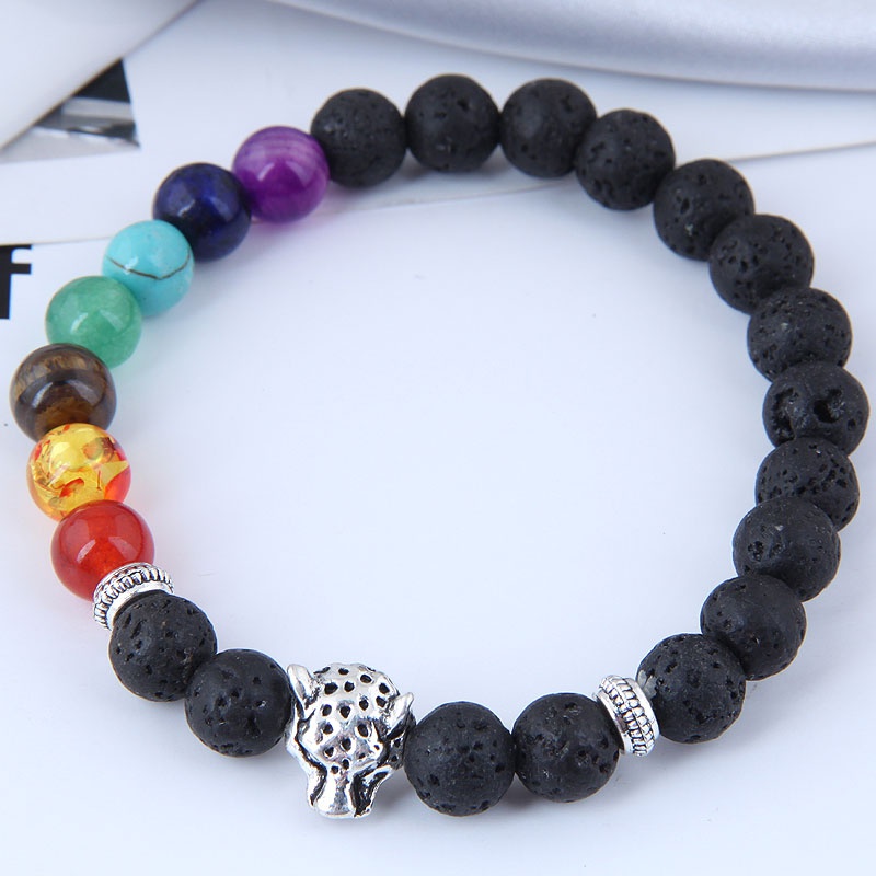 Ethnic Leopard Head Stone Bracelet Nhsc366117