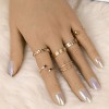 Fashion Metal Double Flat Head Sixpiece Combination Ring Nhsc366121