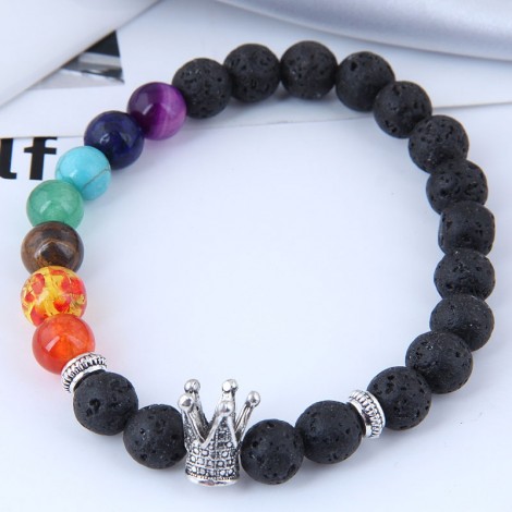 Wholesale Retro Crown Colorful Beads Bracelet Nhsc366521