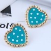 Simple Contrast Color Heart Polka Dots Stud Earrings Nhsc367316