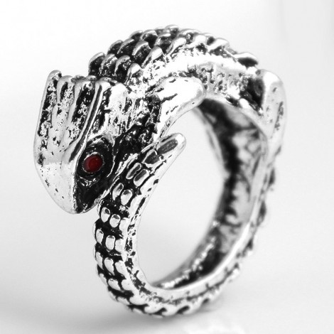 Retro Simple Auspicious Snake Shape Open Ring Nhsc368757