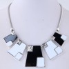 Simple Geometric Black And White Checkered Alloy Necklace Nhsc371076