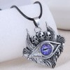 Retro Skull Demon Eye Pendent Leather Rope Necklace Nhsc371083