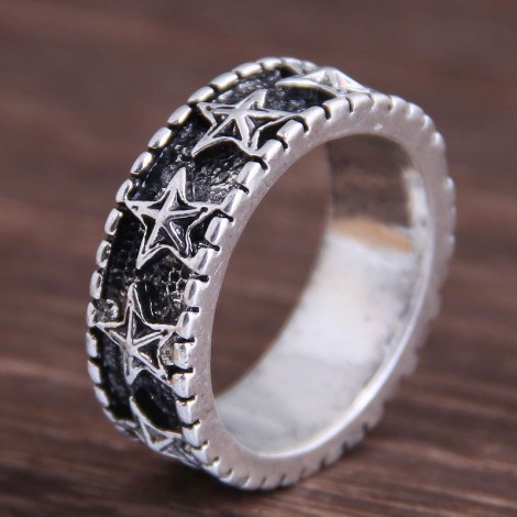 Retro Simple Star Pattern Alloy Ring Nhsc371093