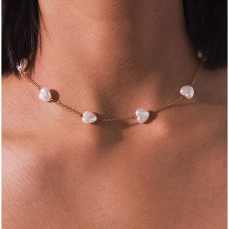 Toppinggoods Jewelry Wholesale Heartshaped Pearl Short Necklace Nhsc374281