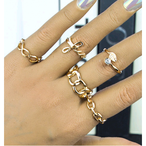 Toppinggoods Jewelry Wholesale Metal Three Hollow Fivepiece Ring  Nhsc374284