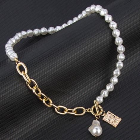 Toppinggoods Jewelry Wholesale Metal Pearl Splicing Short Necklace Nhsc374885