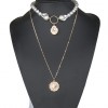 Toppinggoods Jewelry Wholesale Portrait Pendent Metal Pearl Doublelayer Necklace Nhsc374888