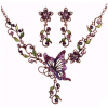 Toppinggoods Jewelry Wholesale Diamond Butterfly Flower Necklace Earrings Set Nhsc376080