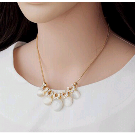 Toppinggoods Jewelry Wholesale Simple Metal Opal Short Necklace Nhsc376081