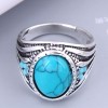Toppinggoods Jewelry Wholesale Fashion Retro Inlaid Turquoise Geometric Ring Nhsc378615