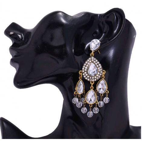 Toppinggoods Jewelry Wholesale Fashion Metal Shining Gemstone Water Drop Earrings Nhsc378621