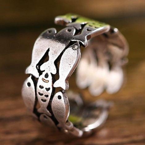 Toppinggoods Jewelry Wholesale Retro Simple Tropical Fish Open Metal Ring Nhsc378634