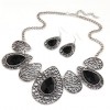 Toppinggoods Jewelry Wholesale Retro Metal Hollow Inlaid Gemstone Water Drop Necklace Earrings Set Nhsc378649