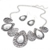 Toppinggoods Jewelry Wholesale Retro Metal Hollow Inlaid Gemstone Water Drop Necklace Earrings Set Nhsc378649
