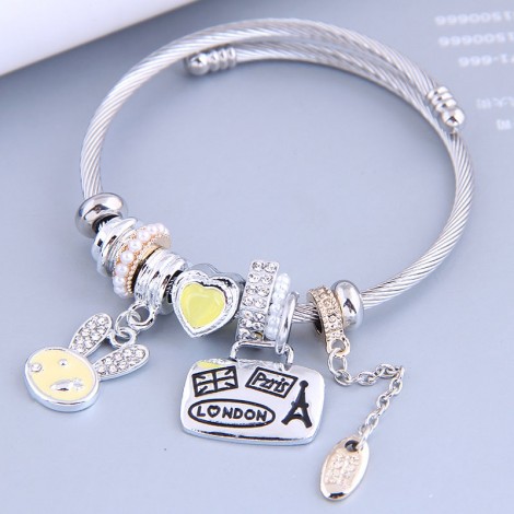 Toppinggoods Wholesale Jewelry Fashion Rabbit Shield Multielement Pendant Bracelet Nhsc387972