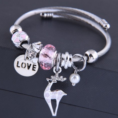 Toppinggoods Wholesale Jewelry Fashion Metal Letter Deer Pendant Bracelet Nhsc387973