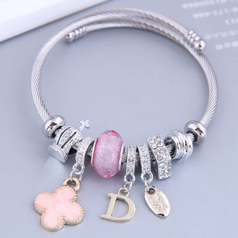 Wholesale Fashion Fourleaf Dshaped Multielement Pendant Bracelet Toppinggoods  Nhsc391391