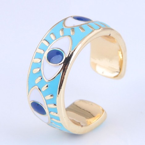 Wholesale Fashion Contrast Dripping Oil Eye Alloy Opening Ring Toppinggoods  Nhsc398197