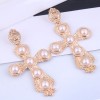 Fashion Metal Cross Inlaid Pearl Earrings Wholesale Toppinggoods  Nhsc408761