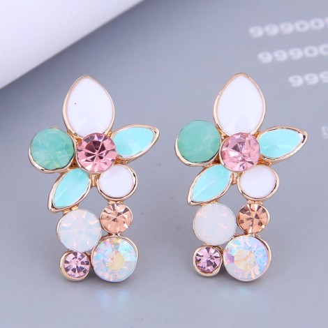 Fashion Contrast Color Flash Diamond Flower Stud Earrings Wholesale Toppinggoods  Nhsc408762